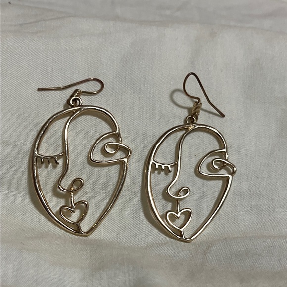 no brand Jewelry - Earrings artsy face retro Gold Abstract Face Earrings